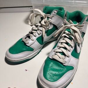 Nike Dunk Green and White High-Top Sneakers